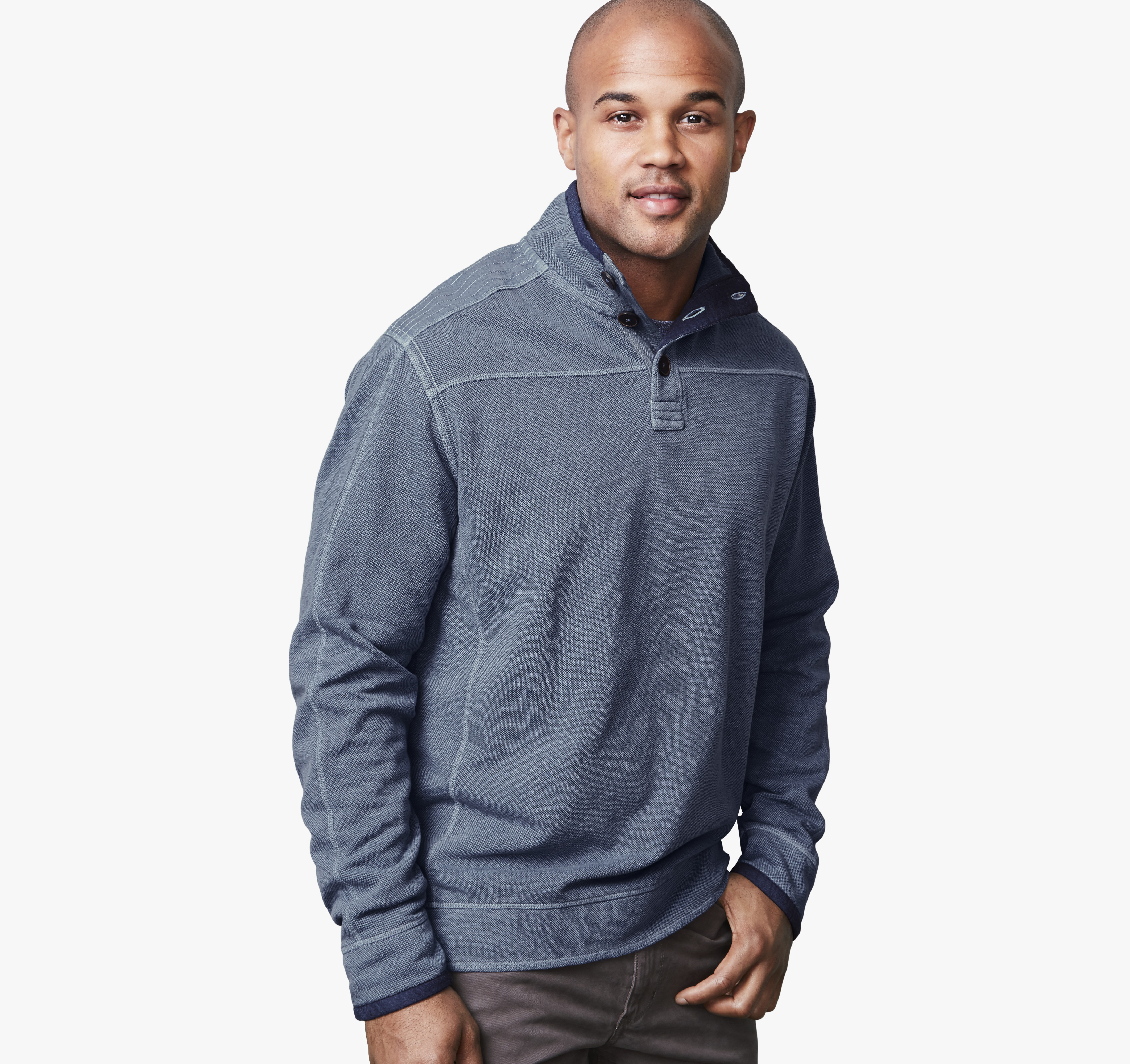 Washed Slub Pique Quarter-Button Pullover | Johnston & Murphy