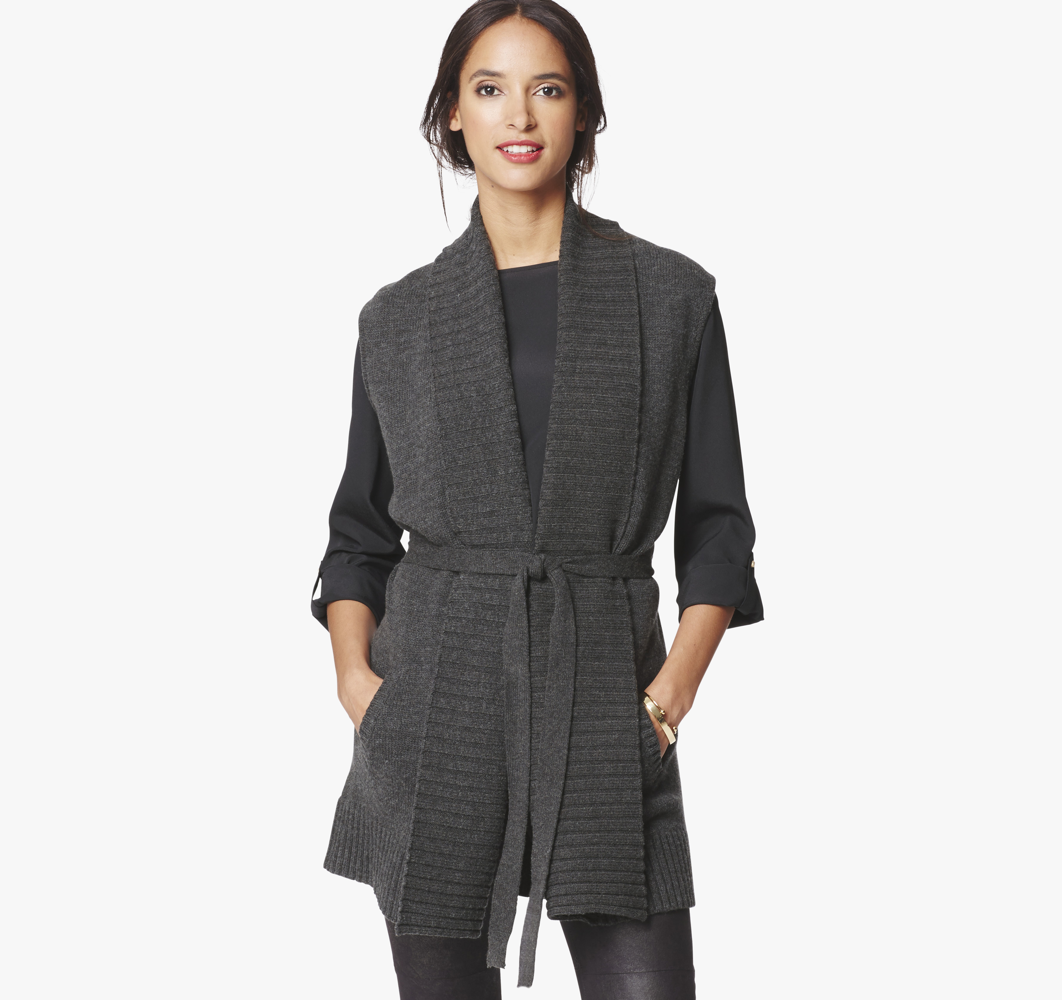 Belted Sweater Vest Johnston & Murphy