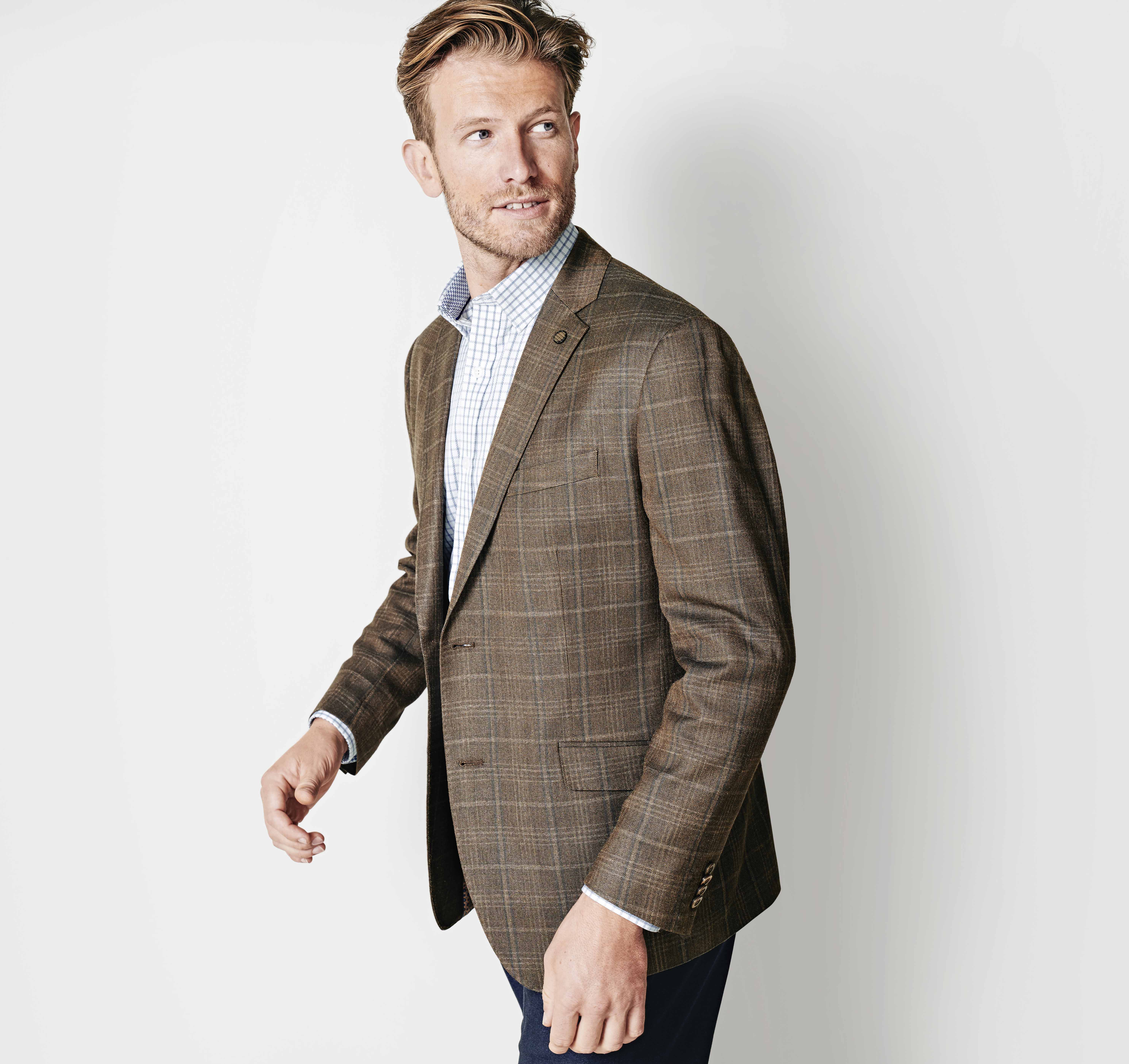 Lightweight Wool Plaid Blazer Johnston & Murphy