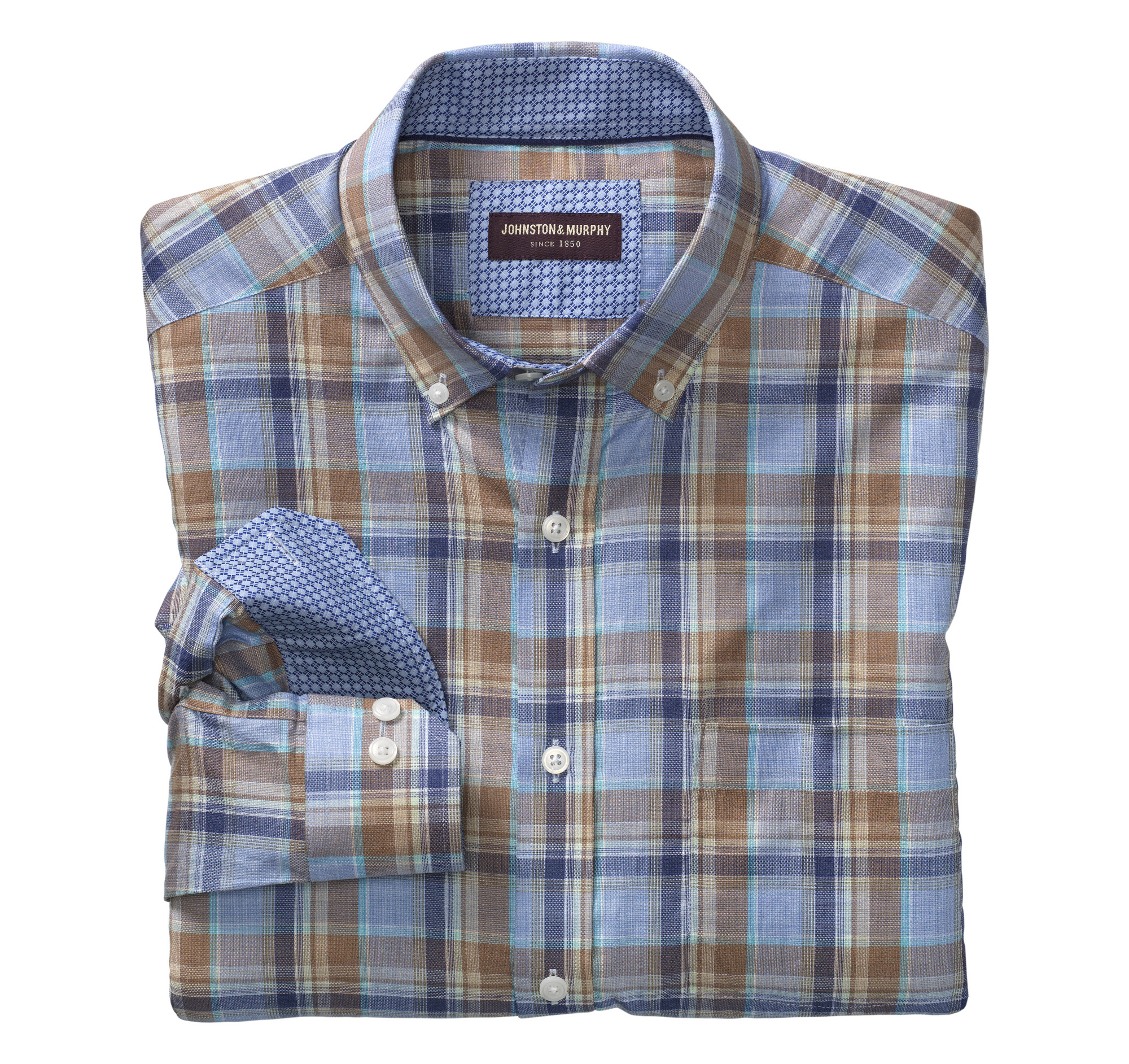 Large Plaid Oxford ButtonDown Collar Shirt Johnston & Murphy