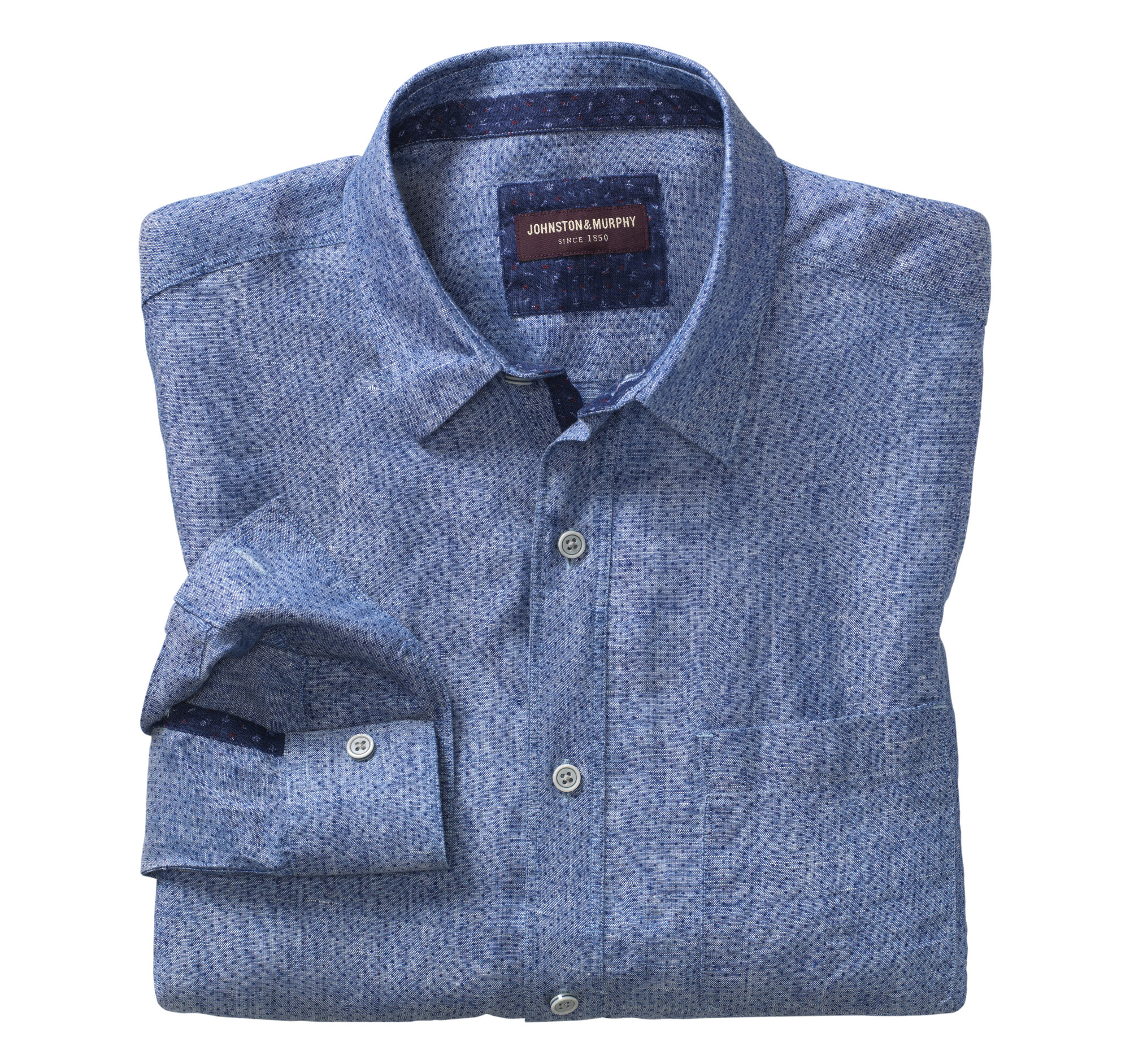 DotPrint Washed Linen Shirt Johnston & Murphy