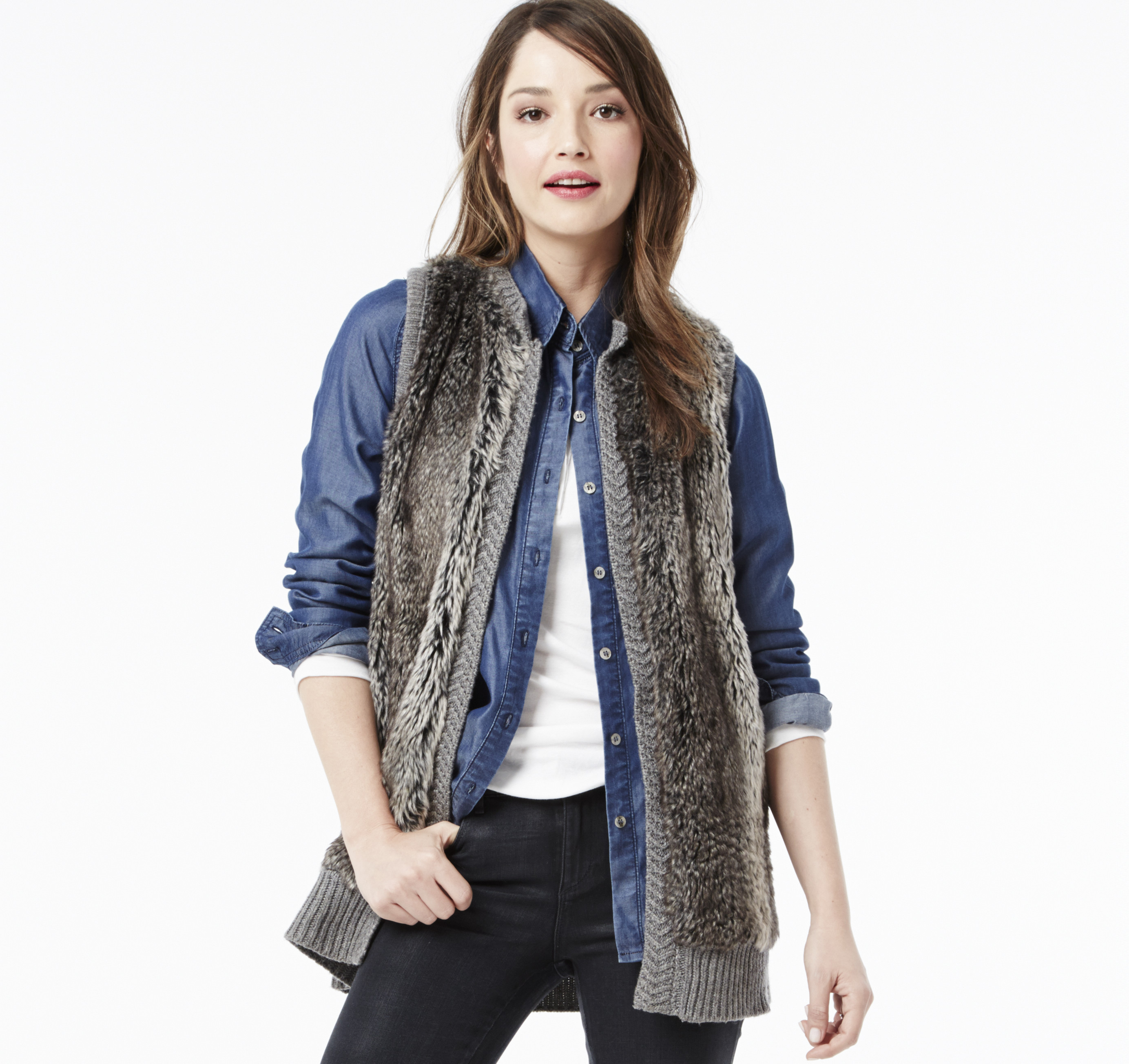 Faux Fur Sweater Vest Johnston & Murphy