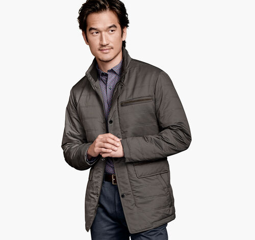 Perforated Quilted Jacket - Taupe