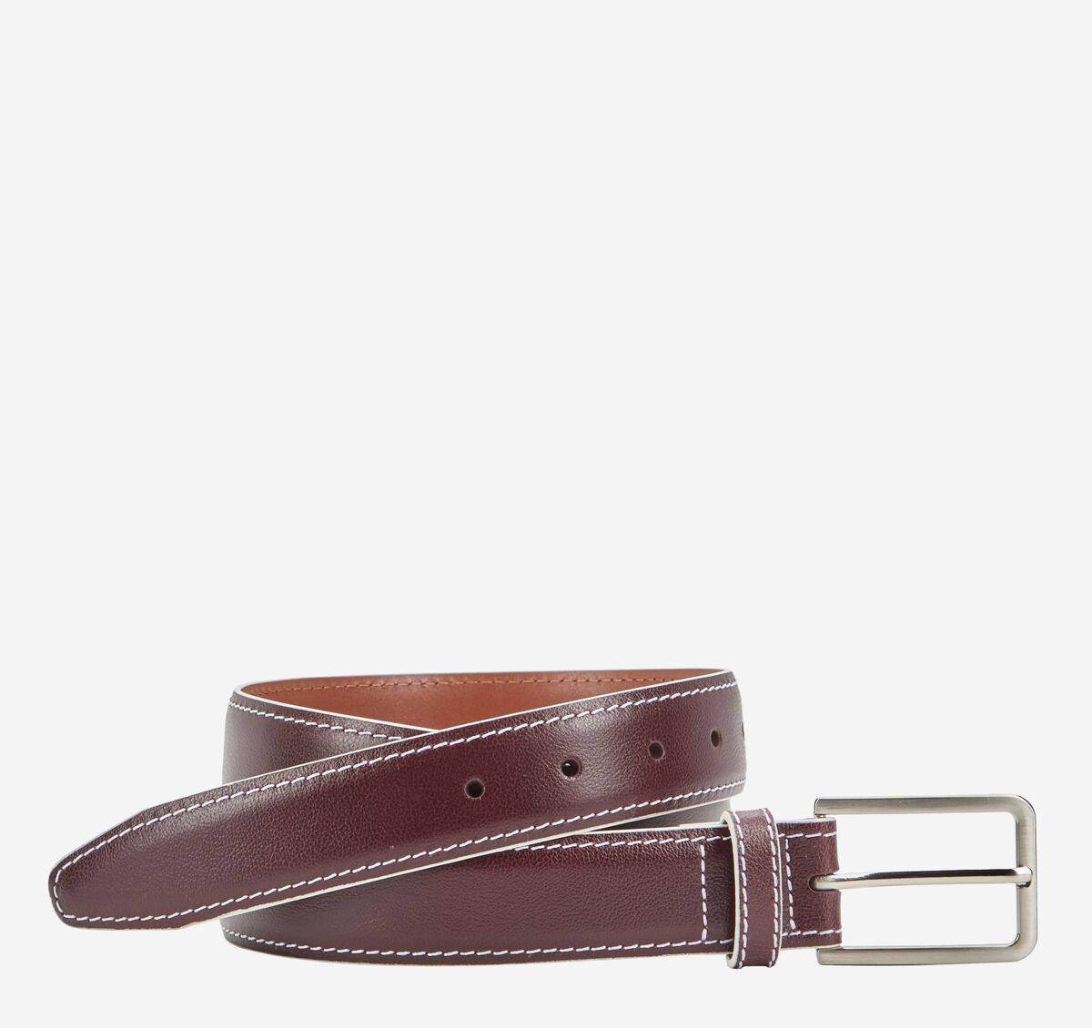 White-Edged Textured Leather Belt image number null