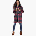 Plaid Coat with Faux-Fur Collar image number null