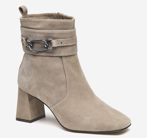 Whitney Chain Bootie - Taupe Kid Suede