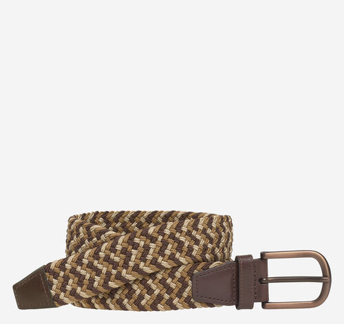 Woven Stretch-Knit Belt - Brown/Multi