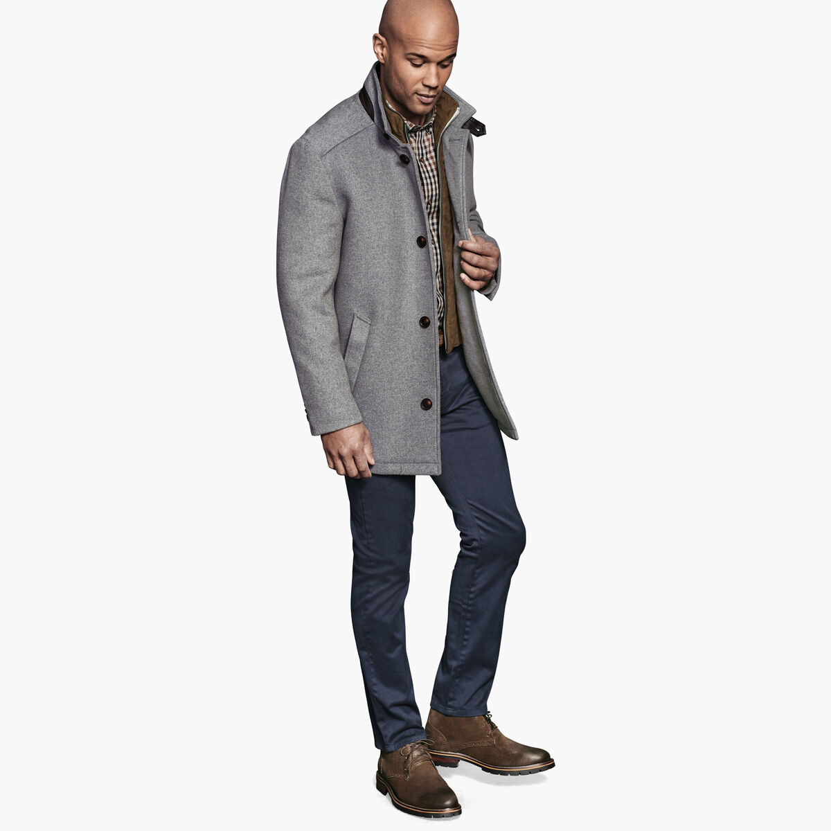 Wool Car Coat with Bib image number null