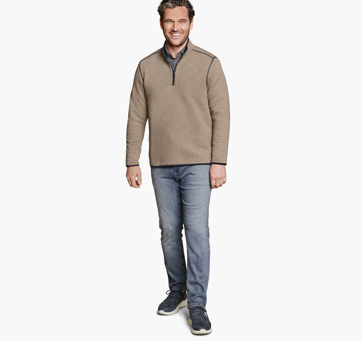 Reversible Channel-Quilted Quarter-Zip image number null