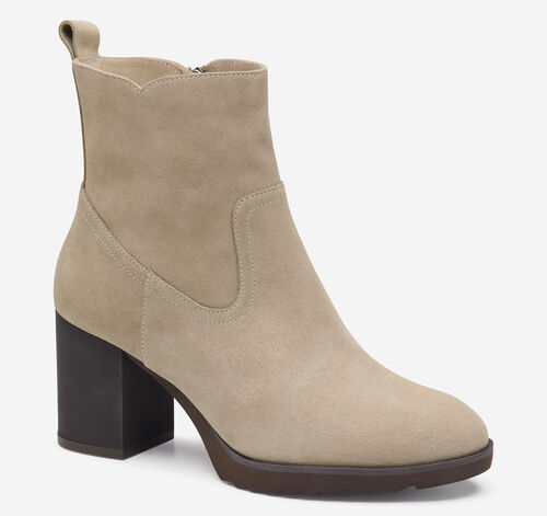 Izzie Bootie - Taupe Waterproof Suede