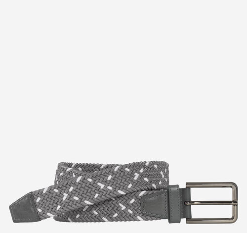 Woven Stretch-Knit Belt - Gray/White