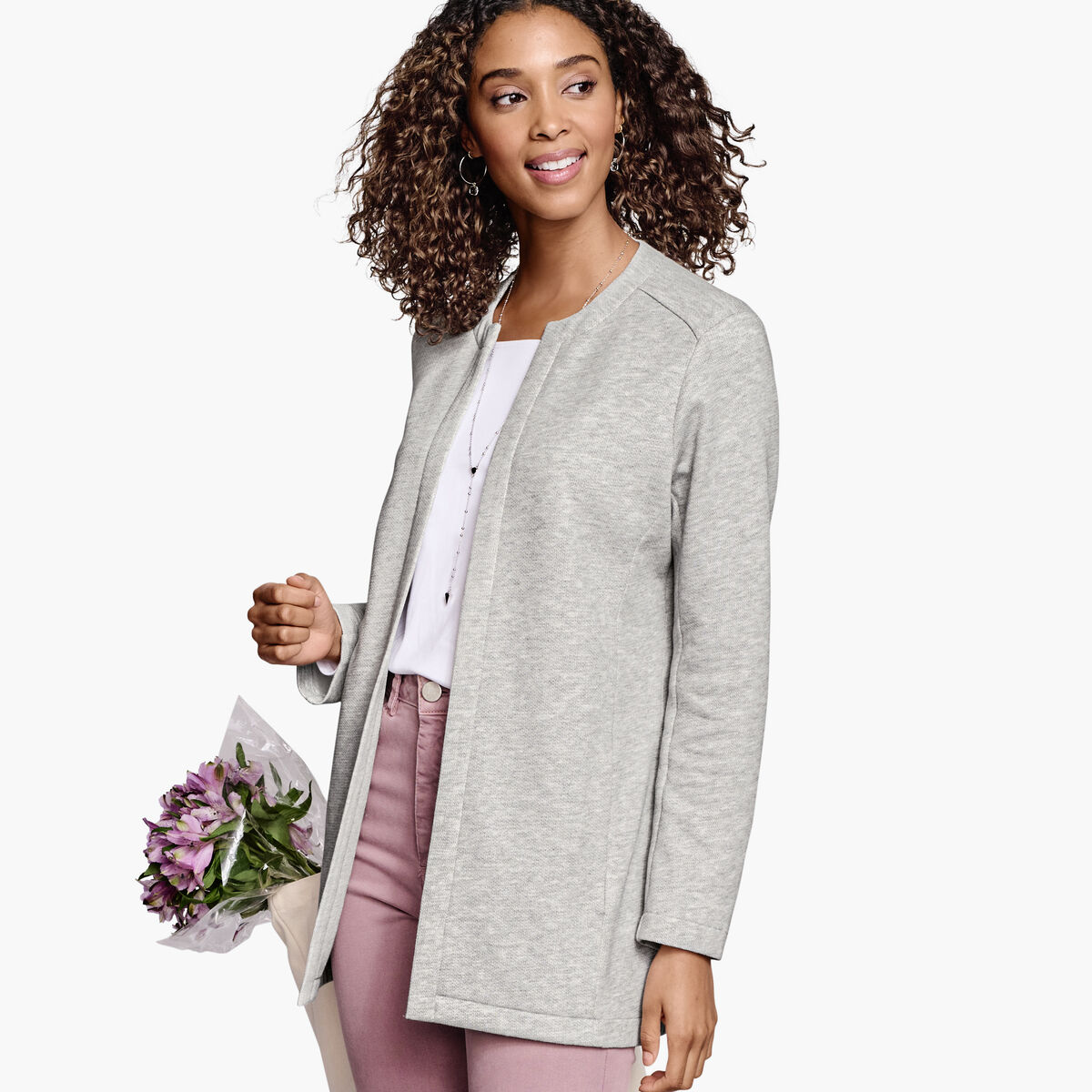 Open-Front Knit Cardigan image number null