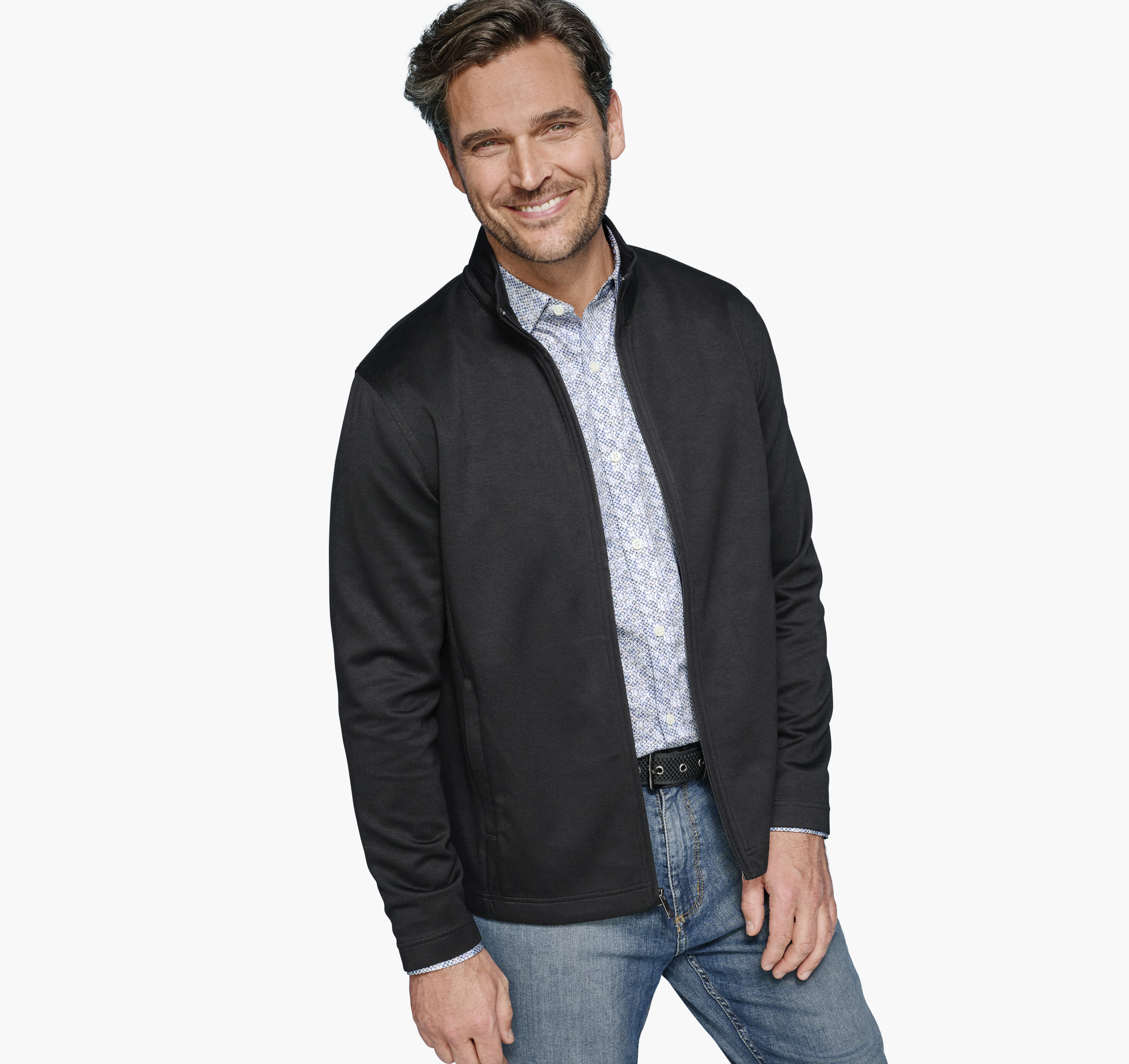 Solid Full-Zip Knit Jacket