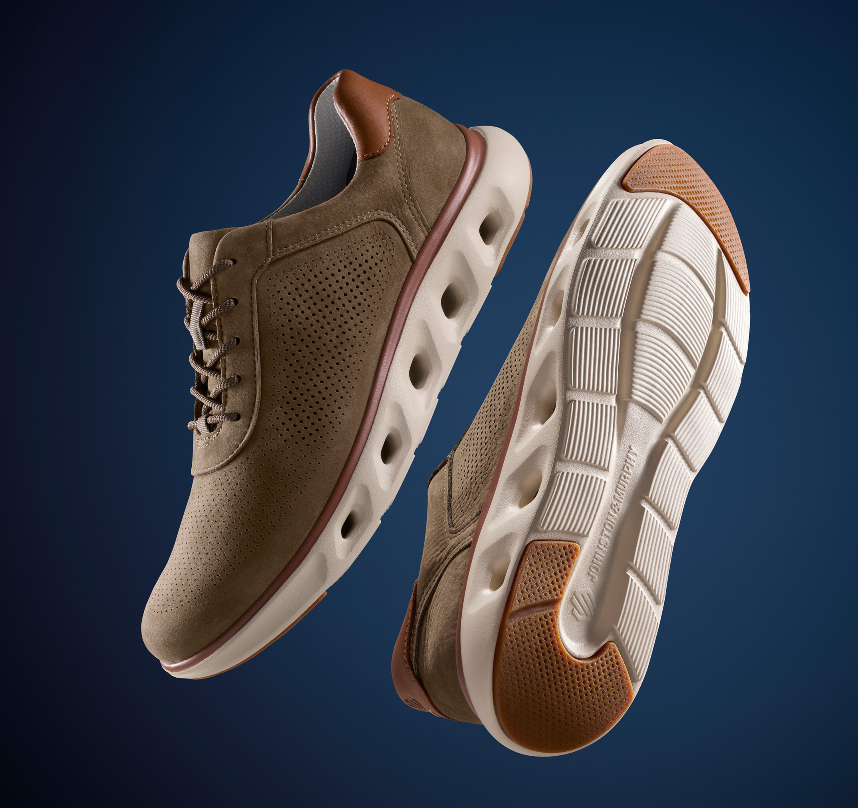 johnston & murphy amherst u-throat knit dress sneakers Johnston & Murphy Men's Amherst Knit U-Throat Casual Shoes (Taupe Wool, 10)