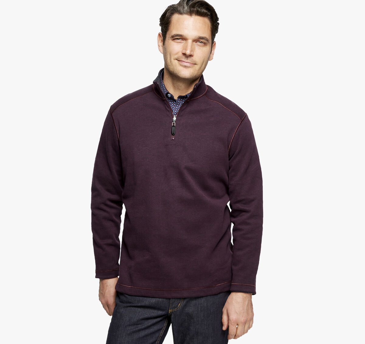 Reversible Solid Quarter-Zip image number null