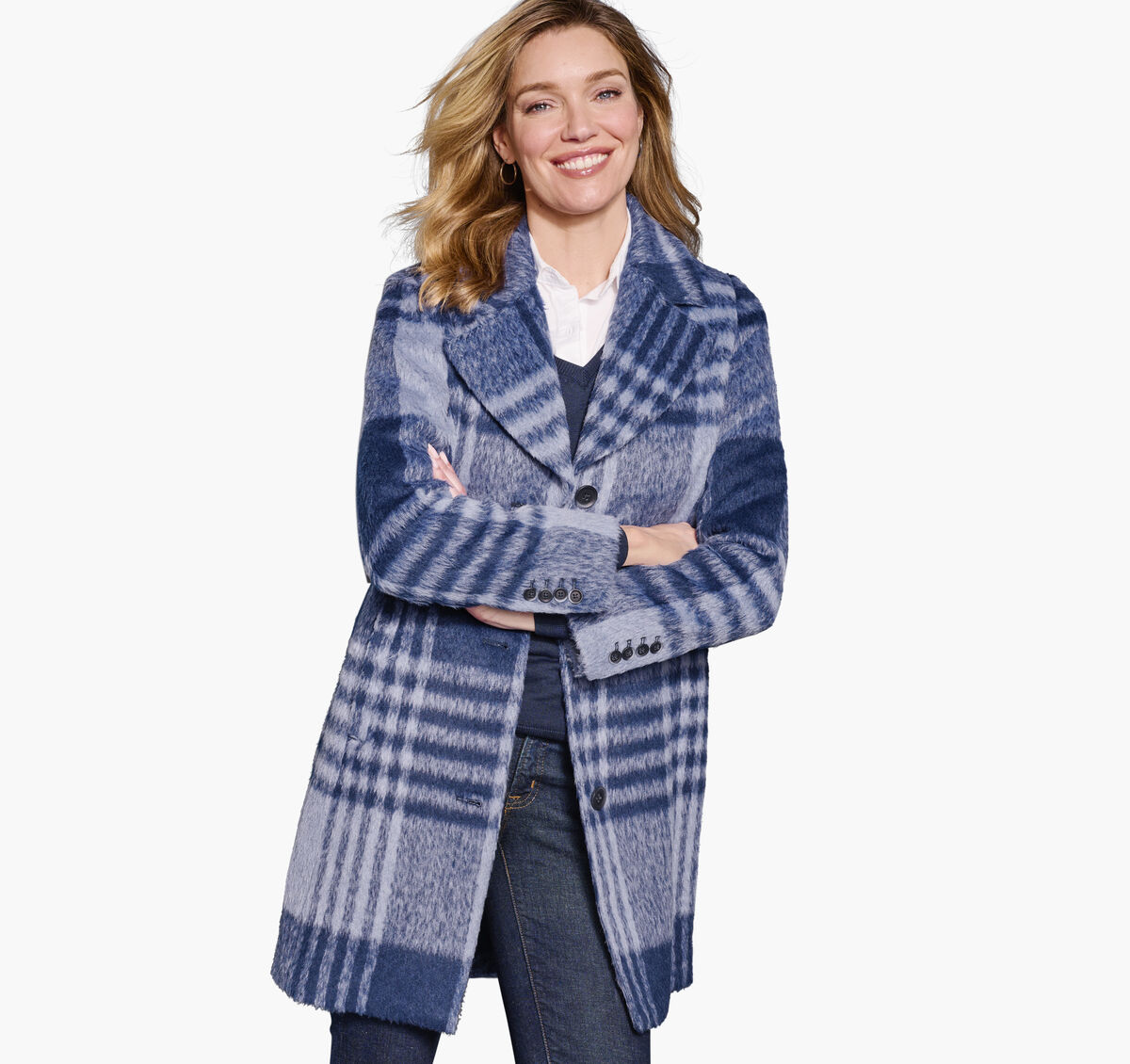Brushed Plaid Coat image number null