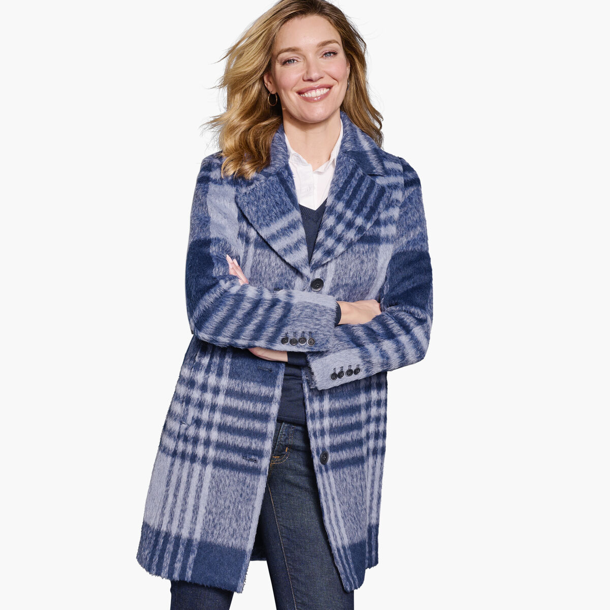 Brushed Plaid Coat image number null
