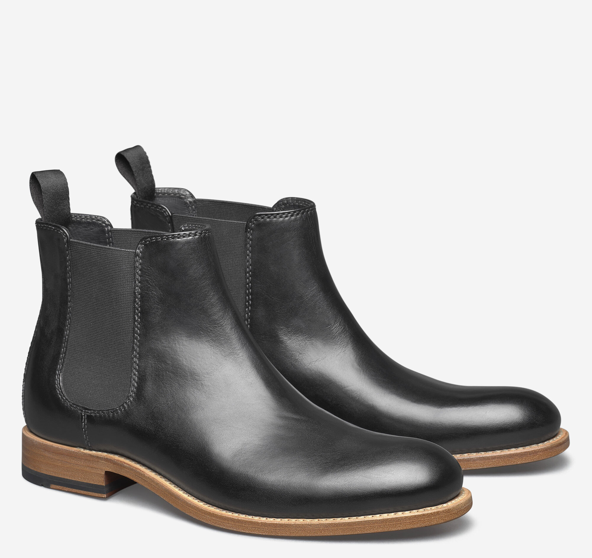 Men's Dudley Chelsea Boot in Black Dip-Dyed Calfskin | Johnston