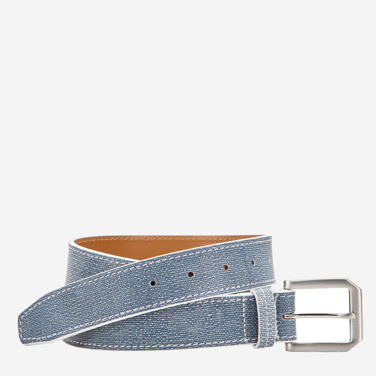 White-Edged Textured Leather Belt image number null