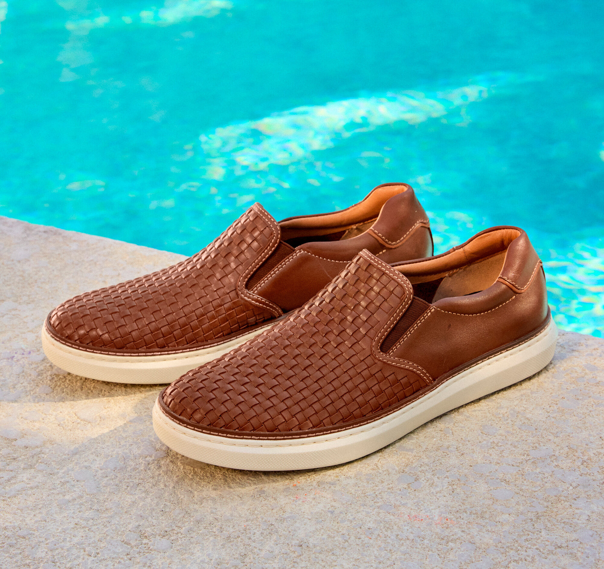Men's McGuffey 2 Woven Slip-On in Tan Woven Full Grain | Johnston