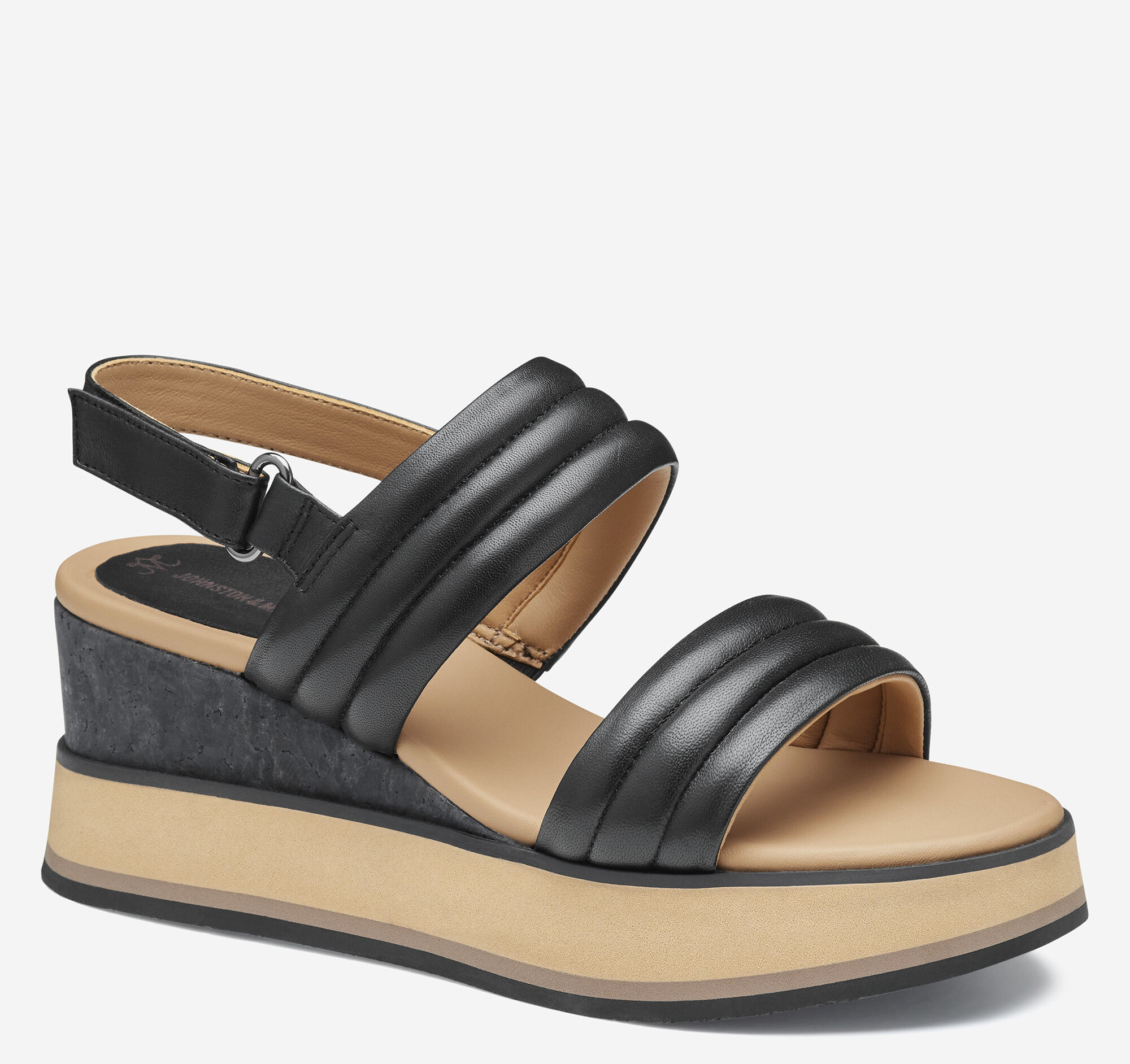 (取寄) ジョンストン&マーフィー レディース コリーン ダブル-バンド サンダル Johnston & Murphy women Colleen Double-Band Sandal Black Glove Leather Women's Colleen Double-Band Sandal | Johnston & Murphy