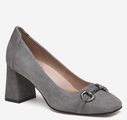 Whitney Bit Pump - Charcoal Kid Suede