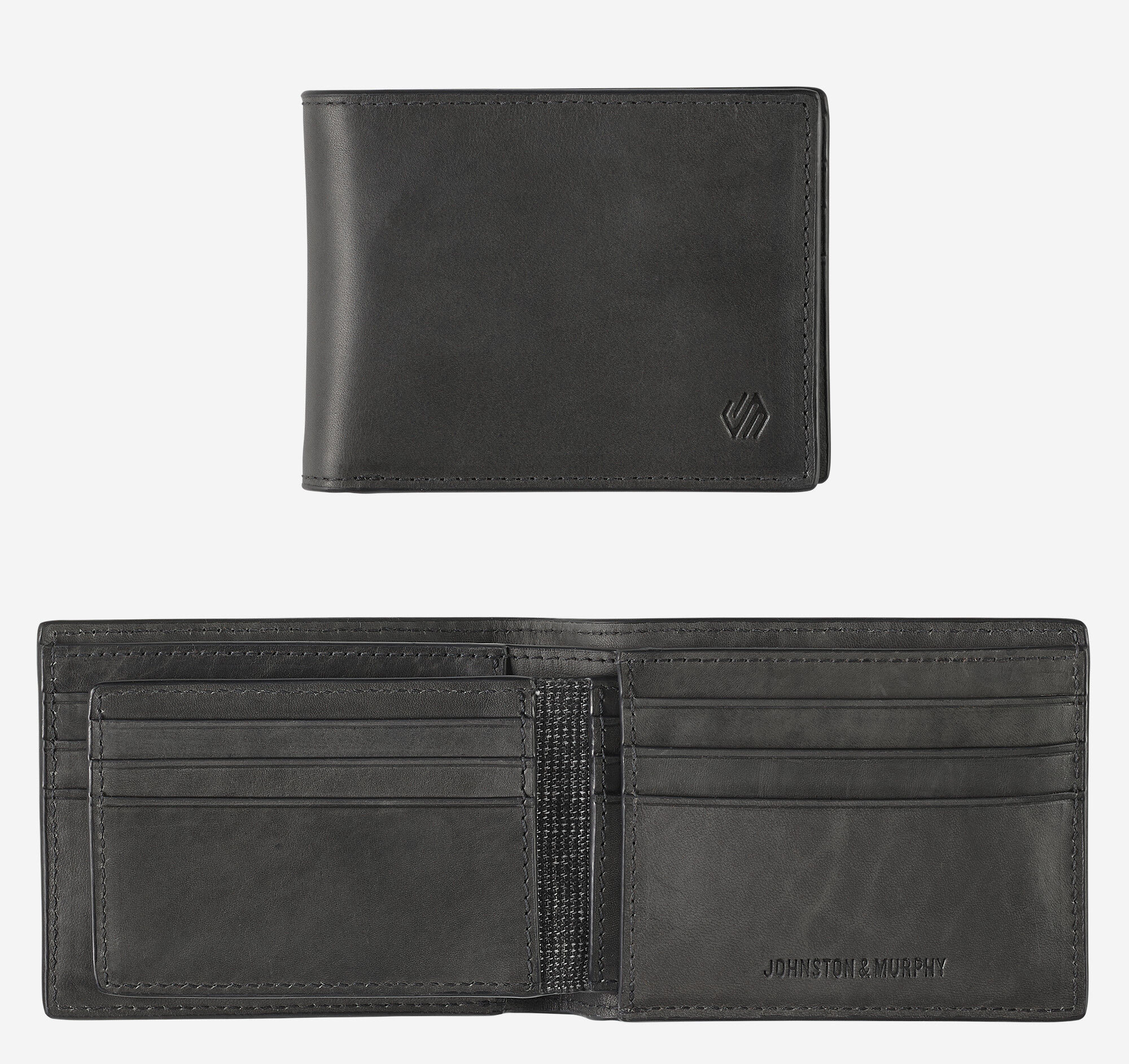 Men's Rhodes 2-in-1 Billfold Wallet in Black Full Grain | Johnston