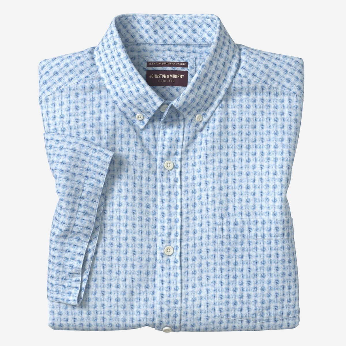 Cotton-Linen Short-Sleeve Print Shirt image number null