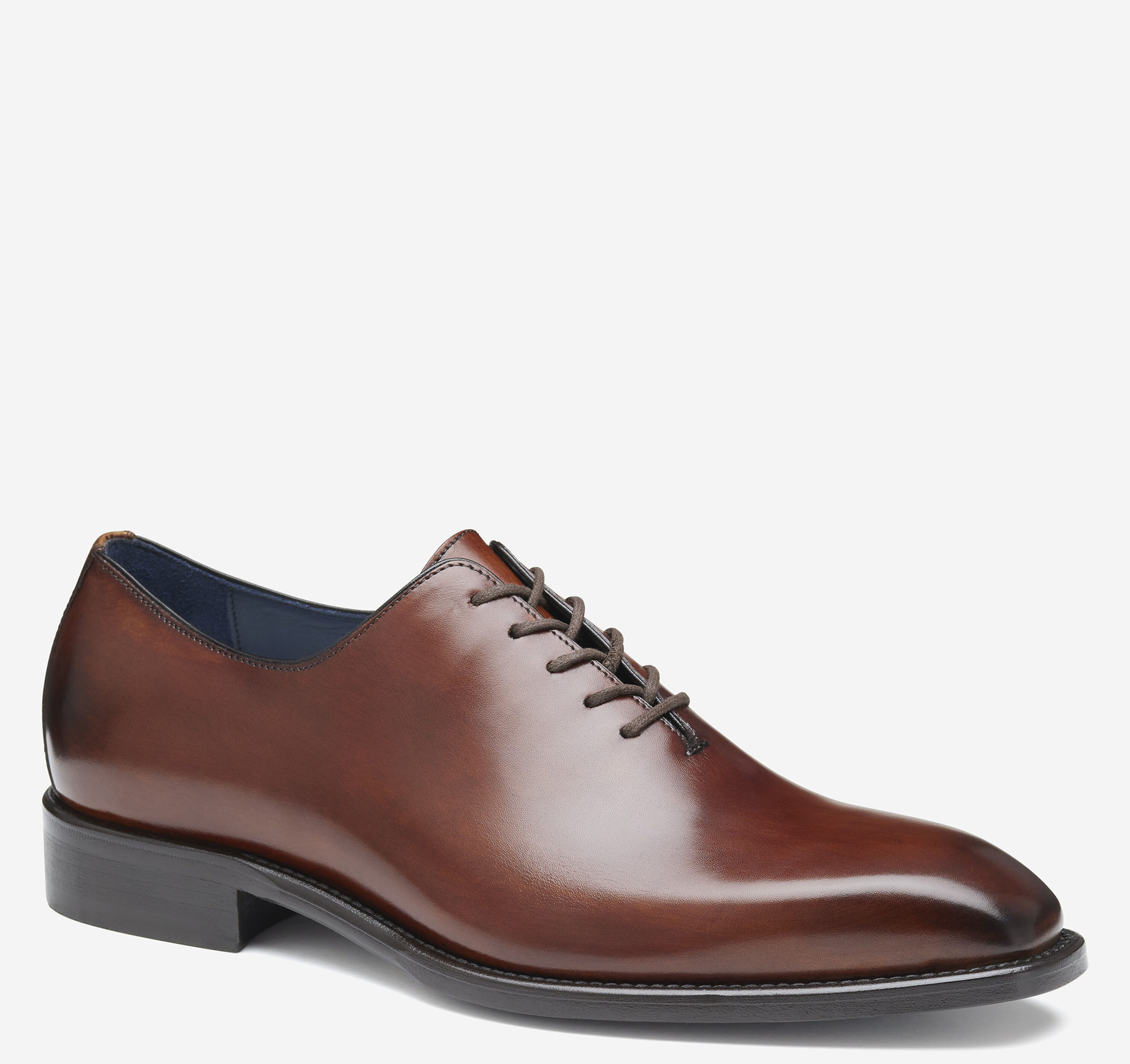 Johnston & Murphy Collection Larson One-Piece Plain Toe Men's Shoes Mahogany Italian Calfskin : 11 M, Leather