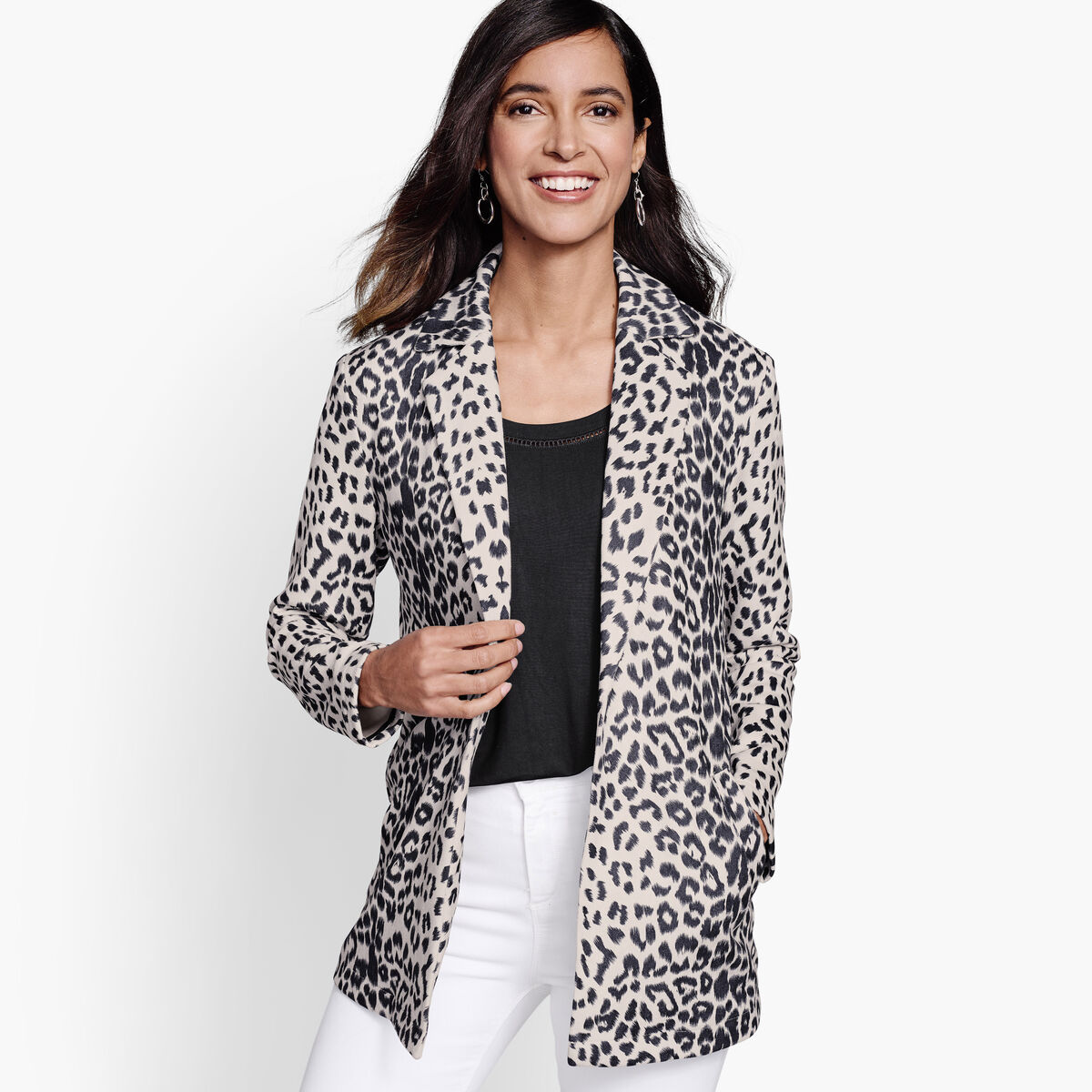 Animal-Print Faux-Suede Blazer image number null
