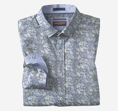 Logan Printed Long-Sleeve Shirt - Blue/Gray Foliage