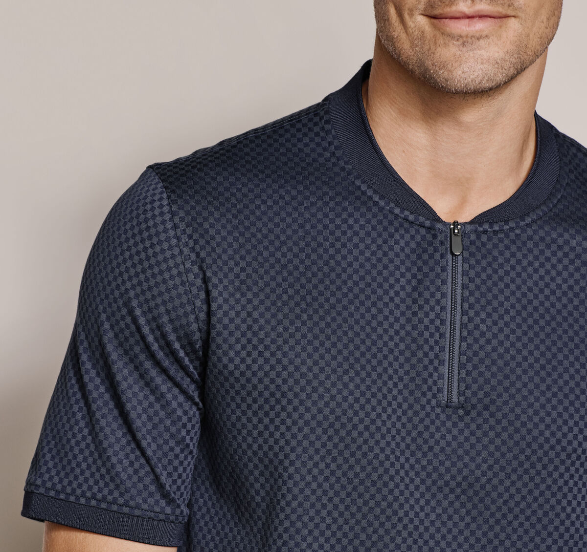 Gavin Zip Jacquard Polo image number null