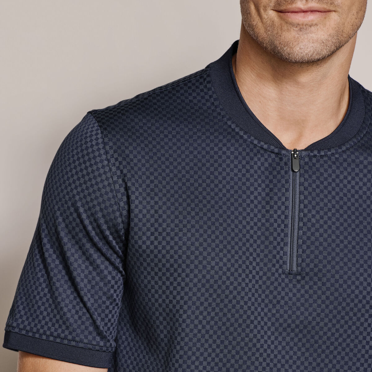 Gavin Zip Jacquard Polo image number null