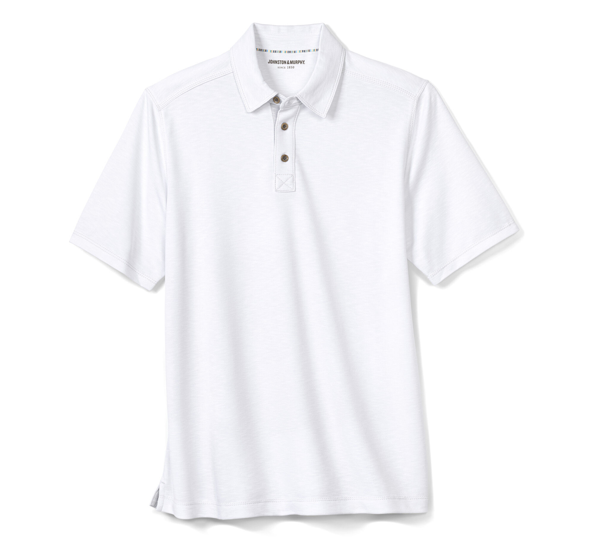 Men's Vintage Slub Polo in White | Johnston & Murphy