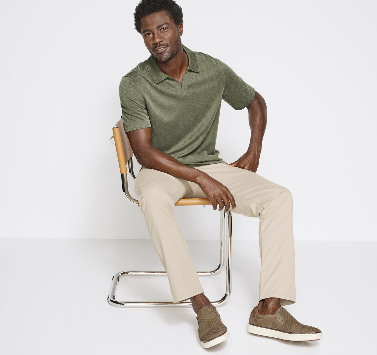 Vintage Slub V-Neck Polo image number null