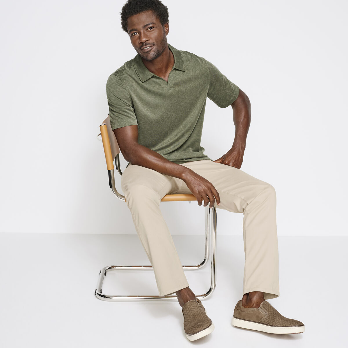 Vintage Slub V-Neck Polo image number null