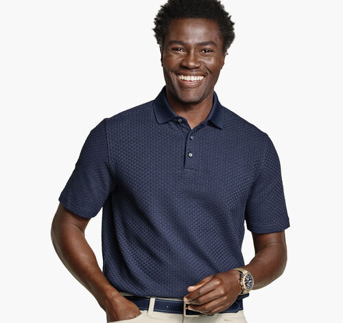 Tilson Textured-Weave Polo - Navy