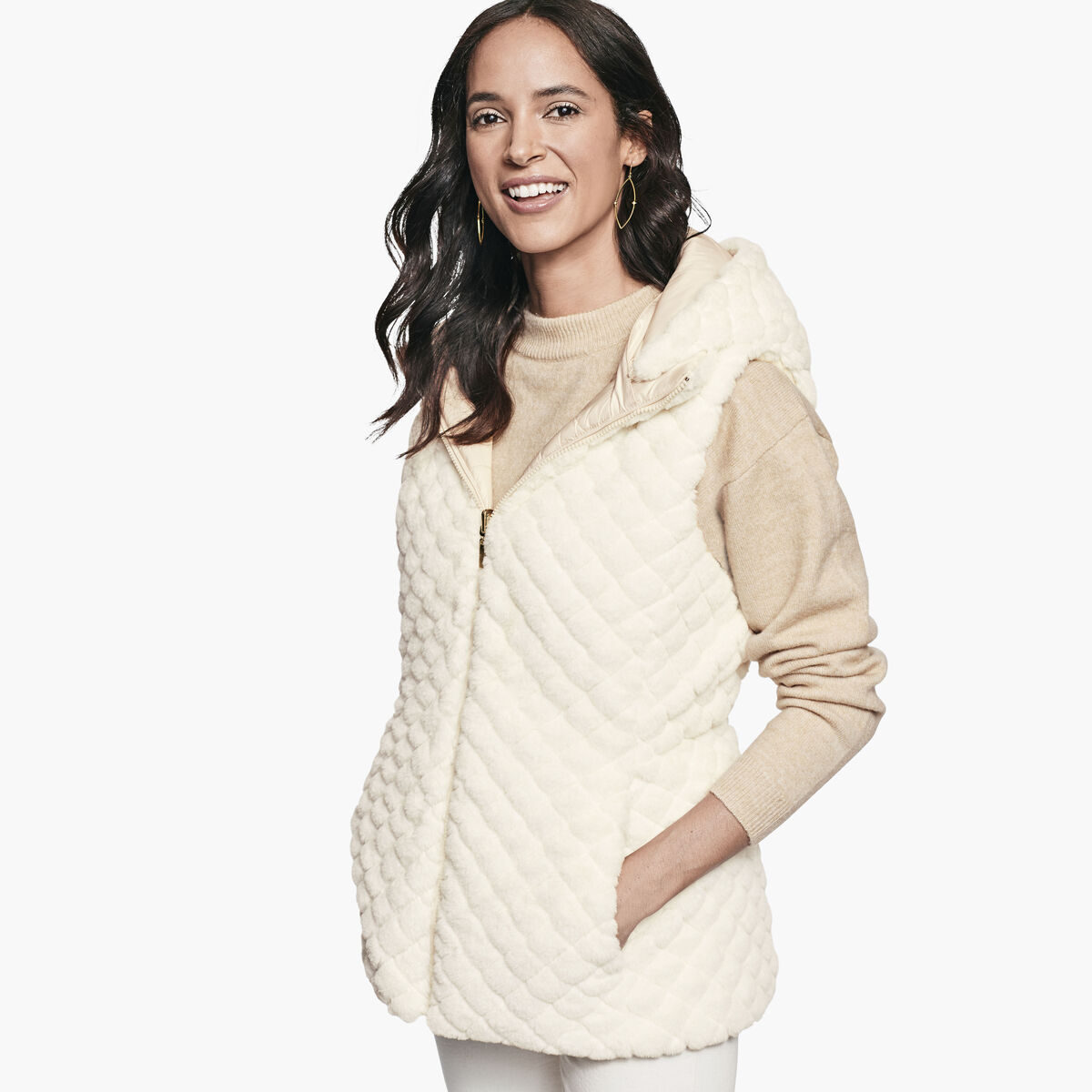 Reversible Faux-Fur Hooded Vest image number null