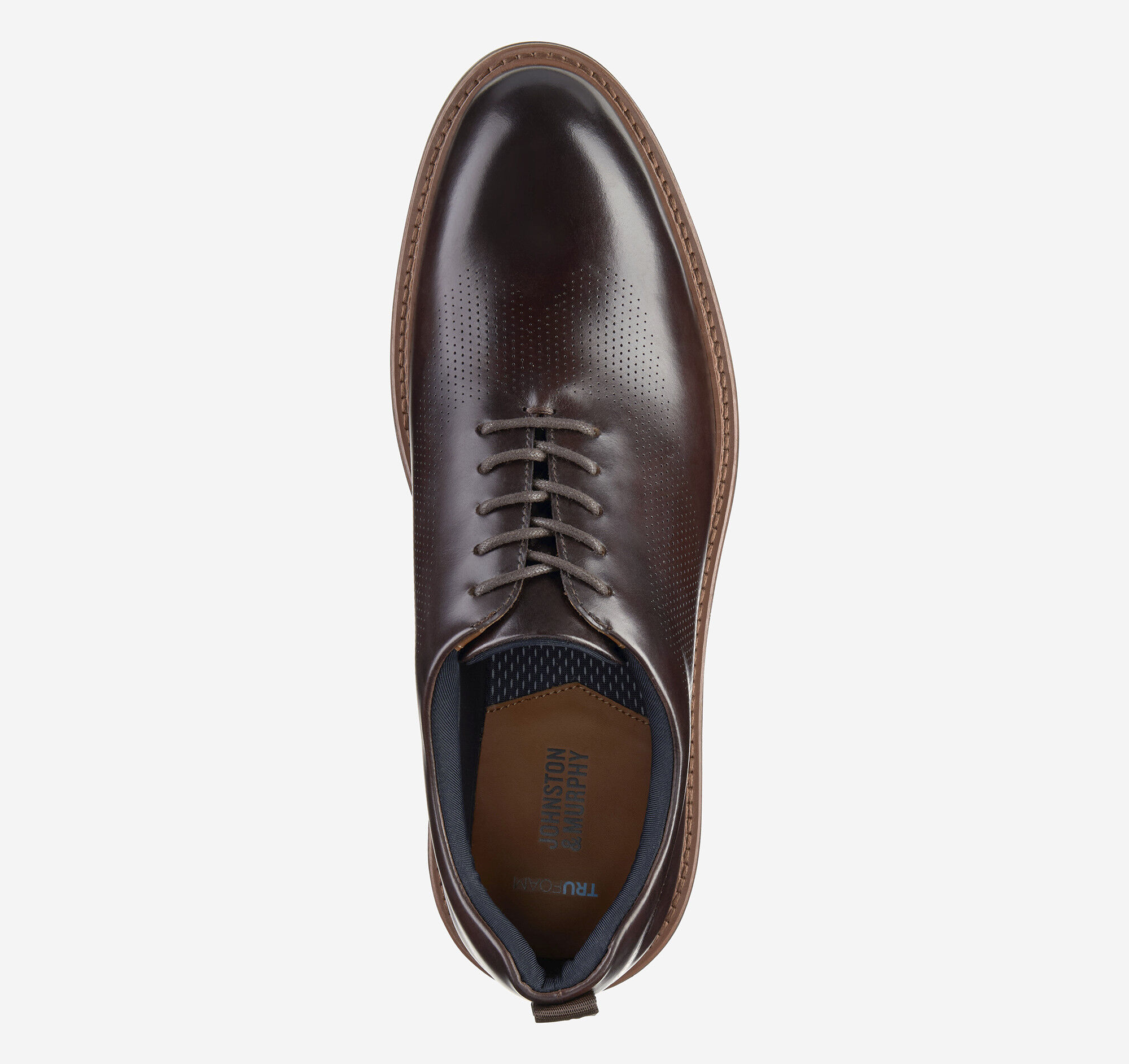 Men's Upton One-Piece Perfed Plain Toe in Mahogany Full Grain