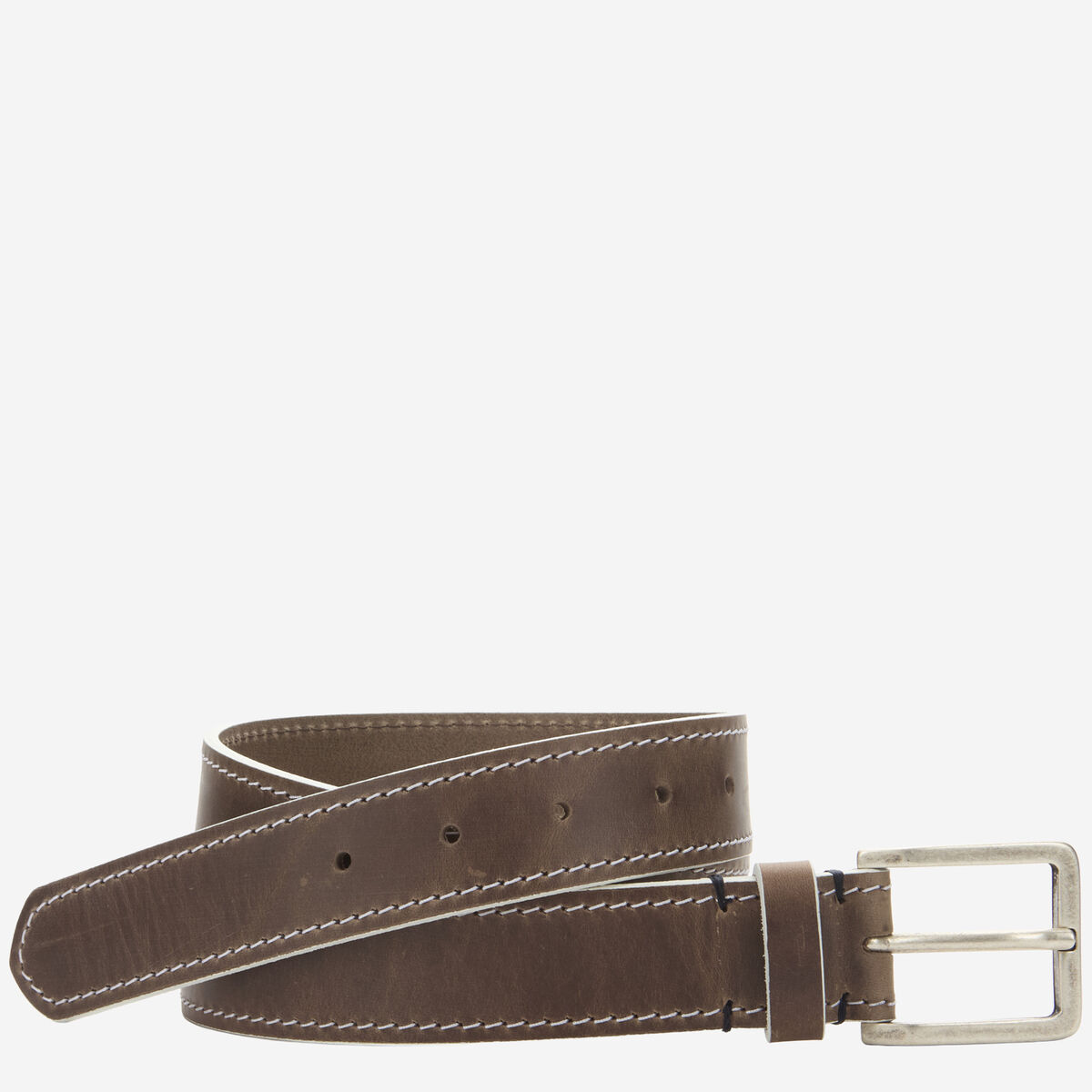 White-Edge Waxed Leather Belt image number null