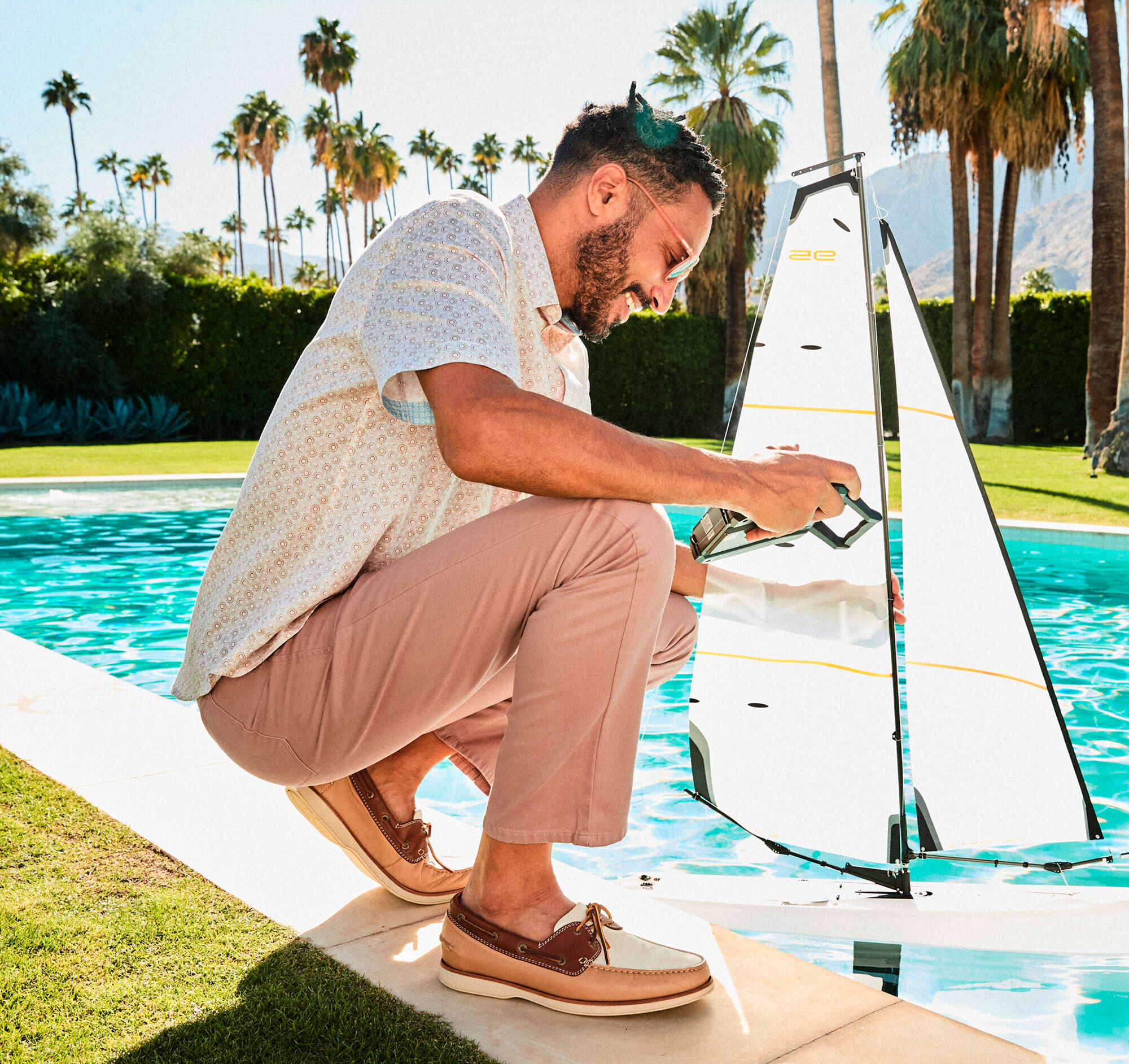 Men's Monaco 2-Eye Boat Shoe in Tan Multi Glove Leather | Johnston