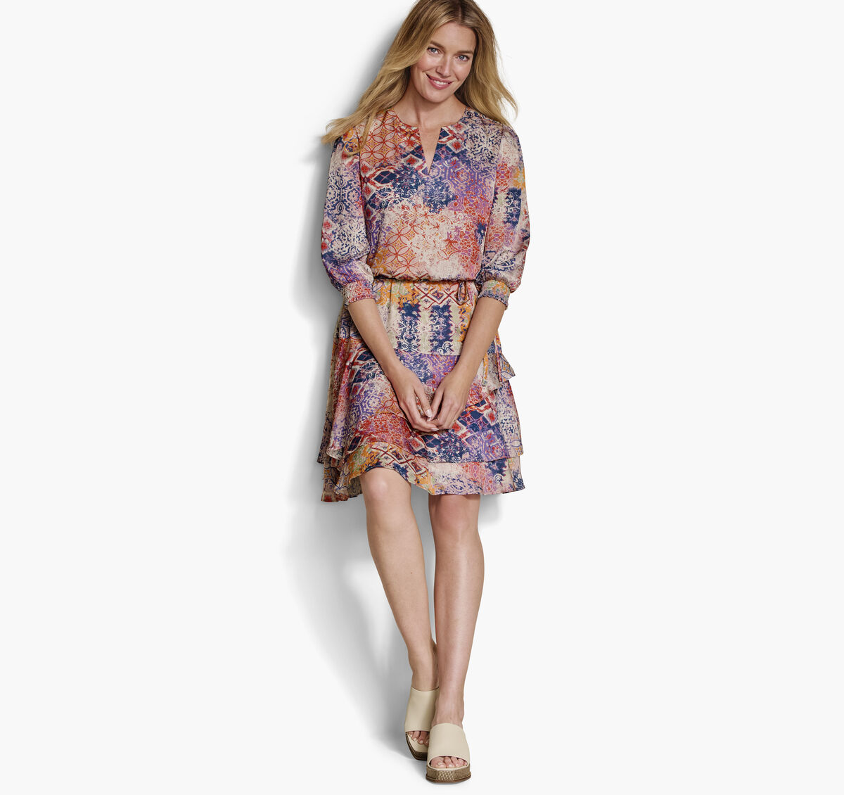 Printed Tiered Dress image number null