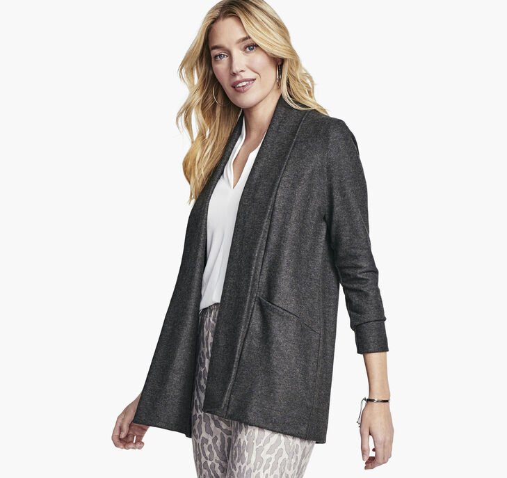 Draped Open-Front Knit Cardigan
