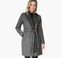 Herringbone Coat with Removable Knit Collar image number null