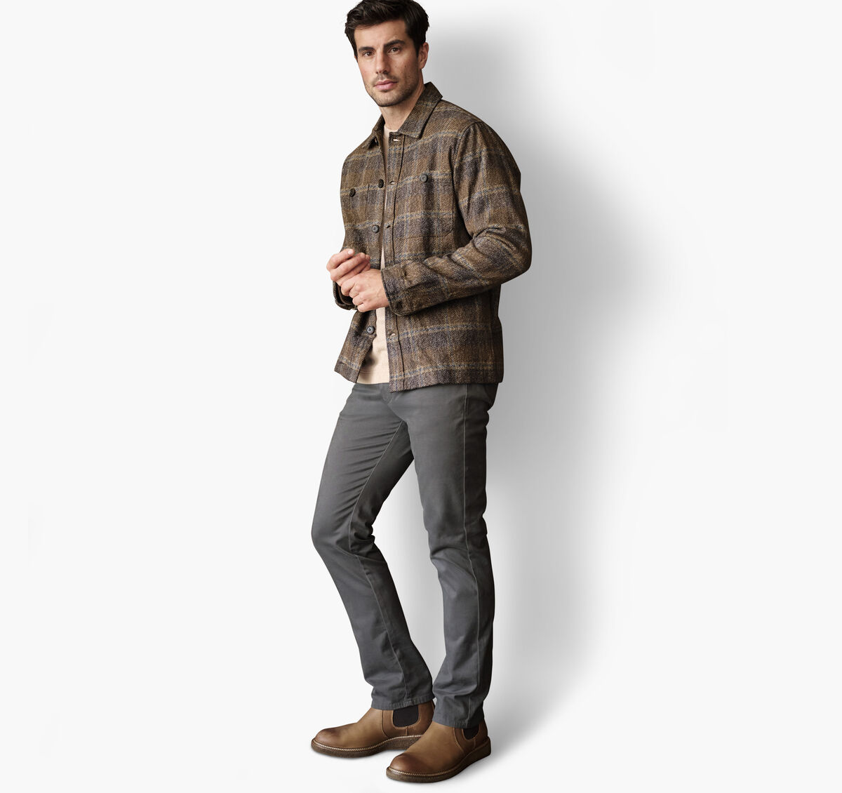 Marled Plaid Shirt Jacket image number null
