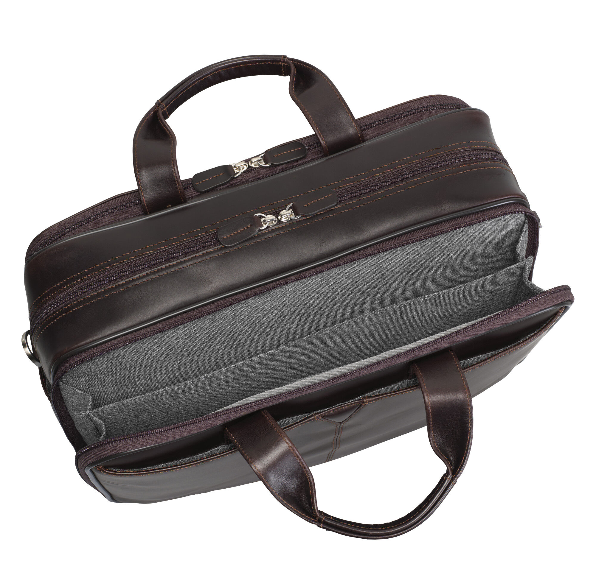 Men's Double-Zip Briefcase in Mahogany | Johnston & Murphy