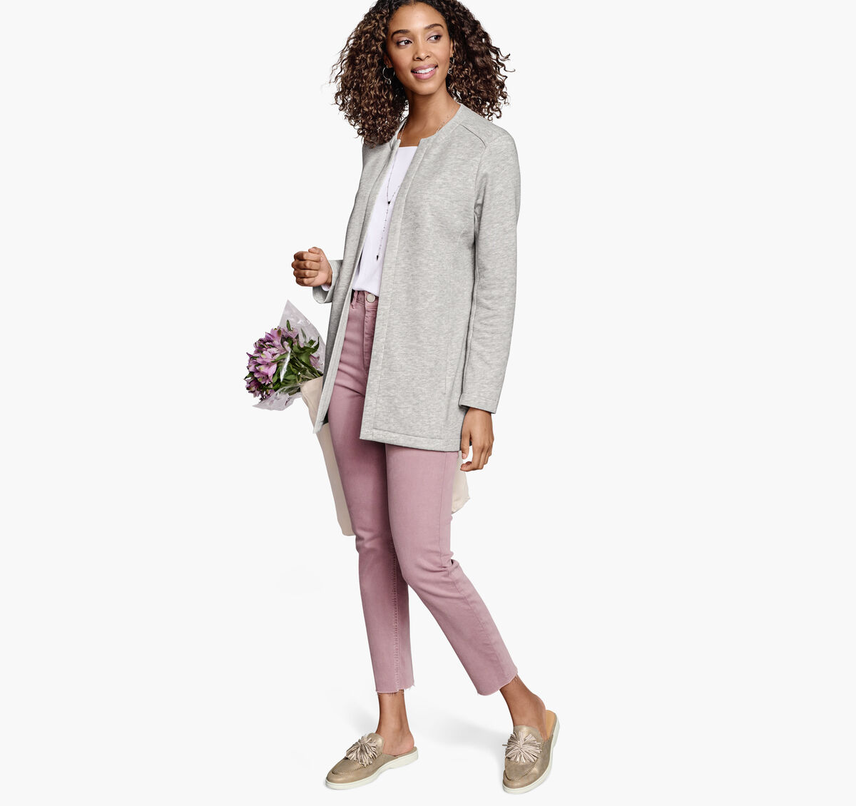 Open-Front Knit Cardigan image number null