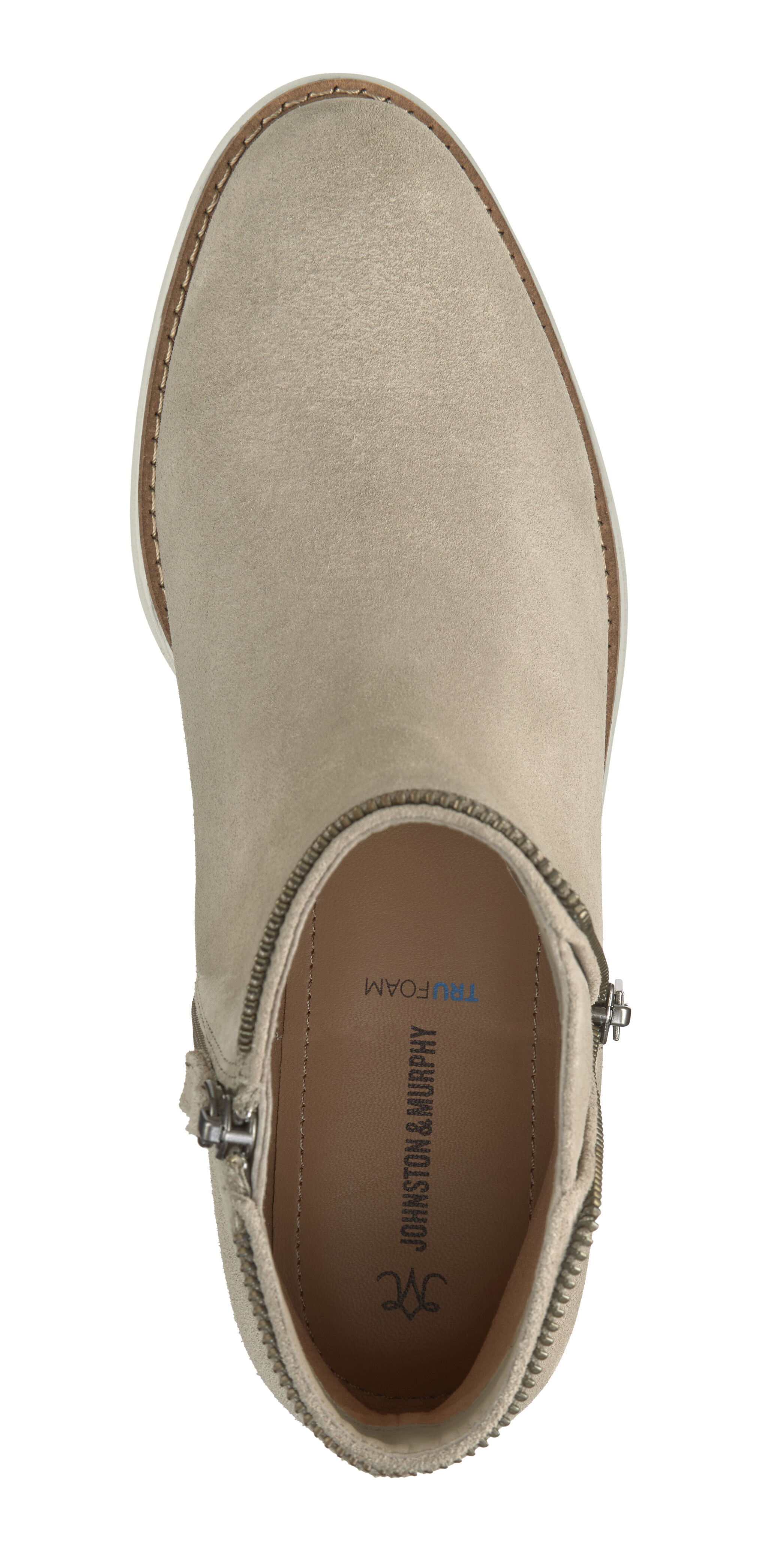 Women's Mitzi Zipper Bootie in Taupe Suede | Johnston & Murphy