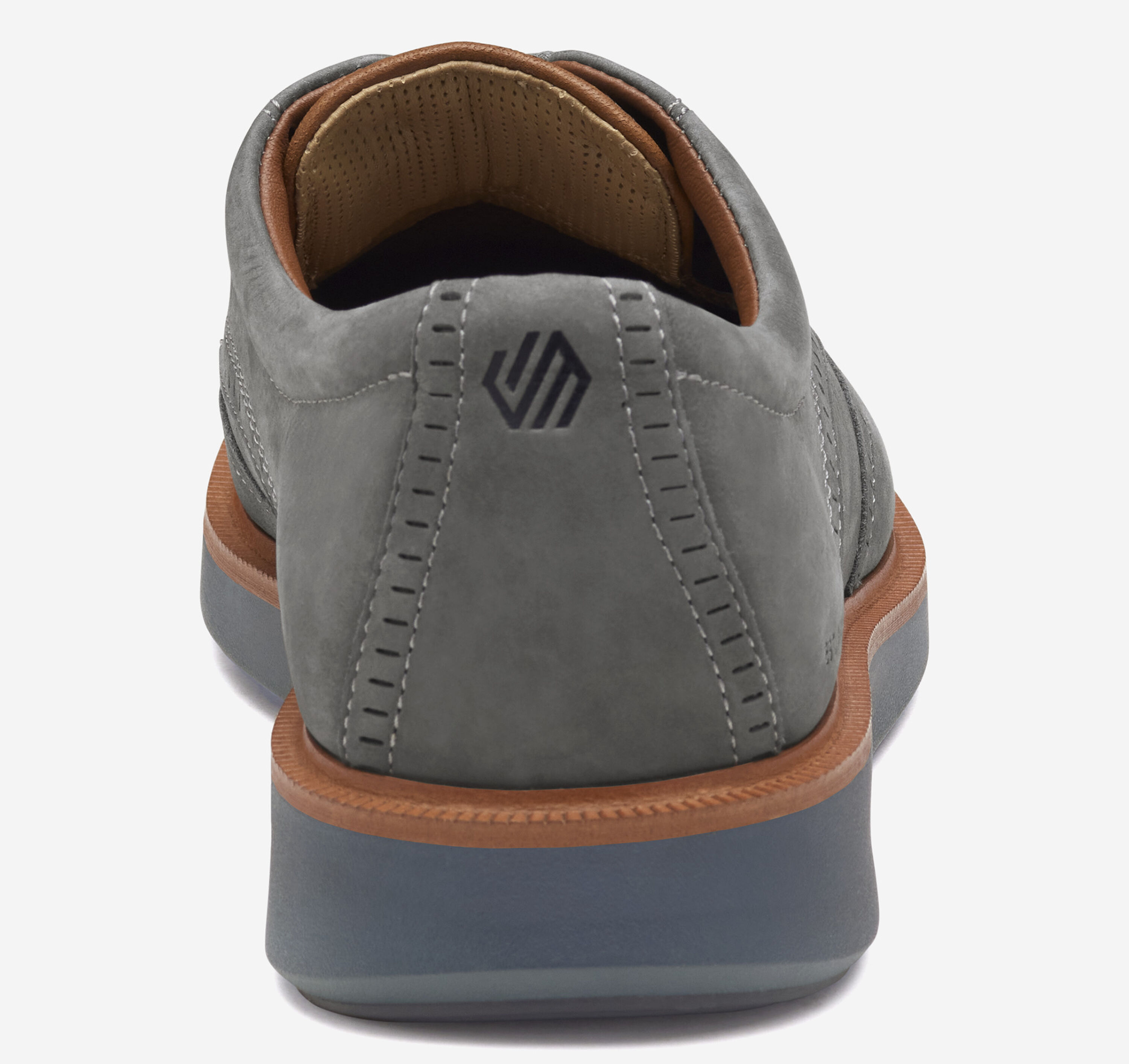 Men’s Wingtip Oxford Shoes in Light Gray with Orange Sole Toledo - White/Orange | Double wingtip oxford | Fluevog Shoes main image 2
