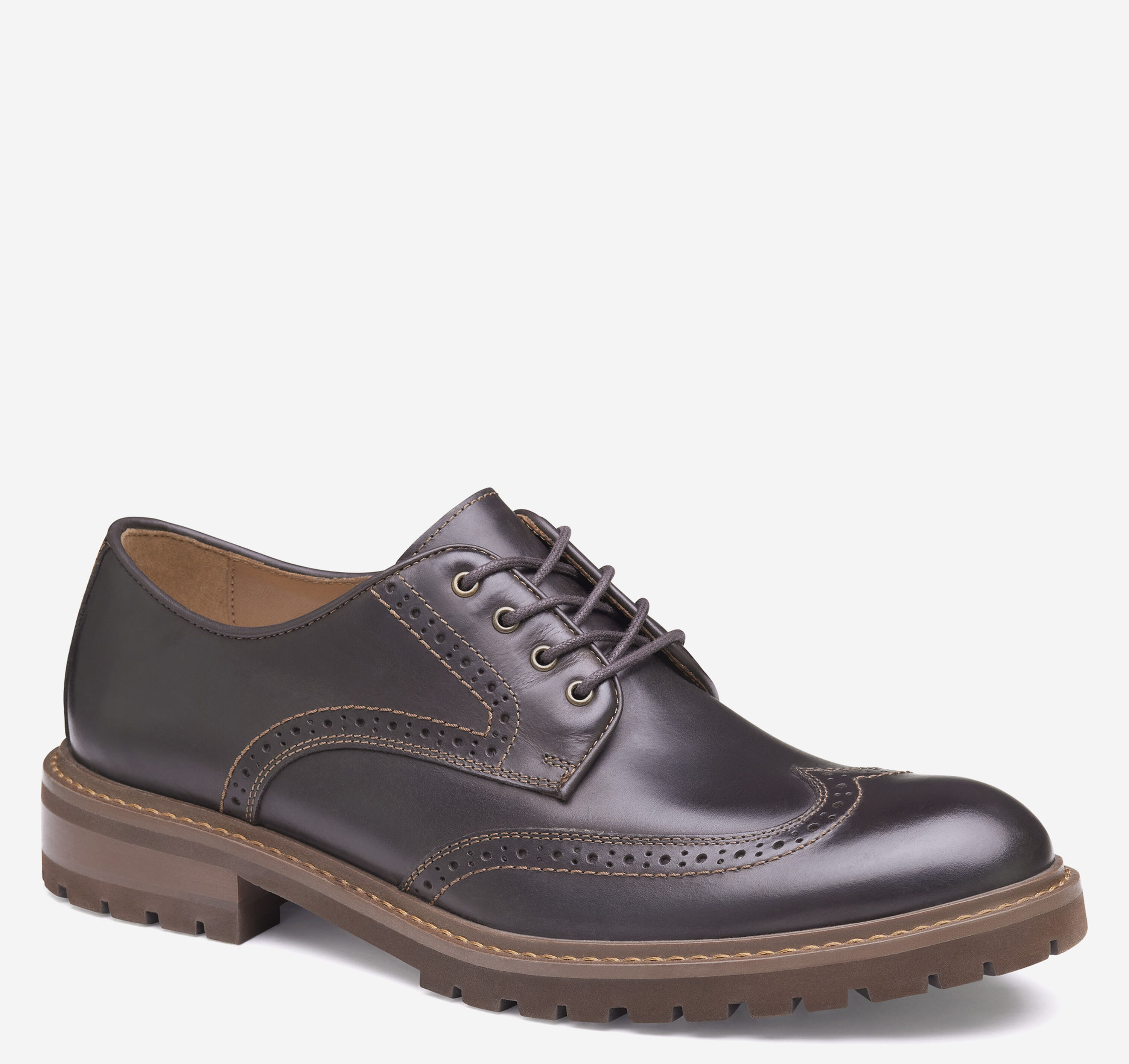Mens Johnston & Murphy Brown Leather Wingtip Eyelet Dressy Oxfords Size 12 M GUC Men main image 4